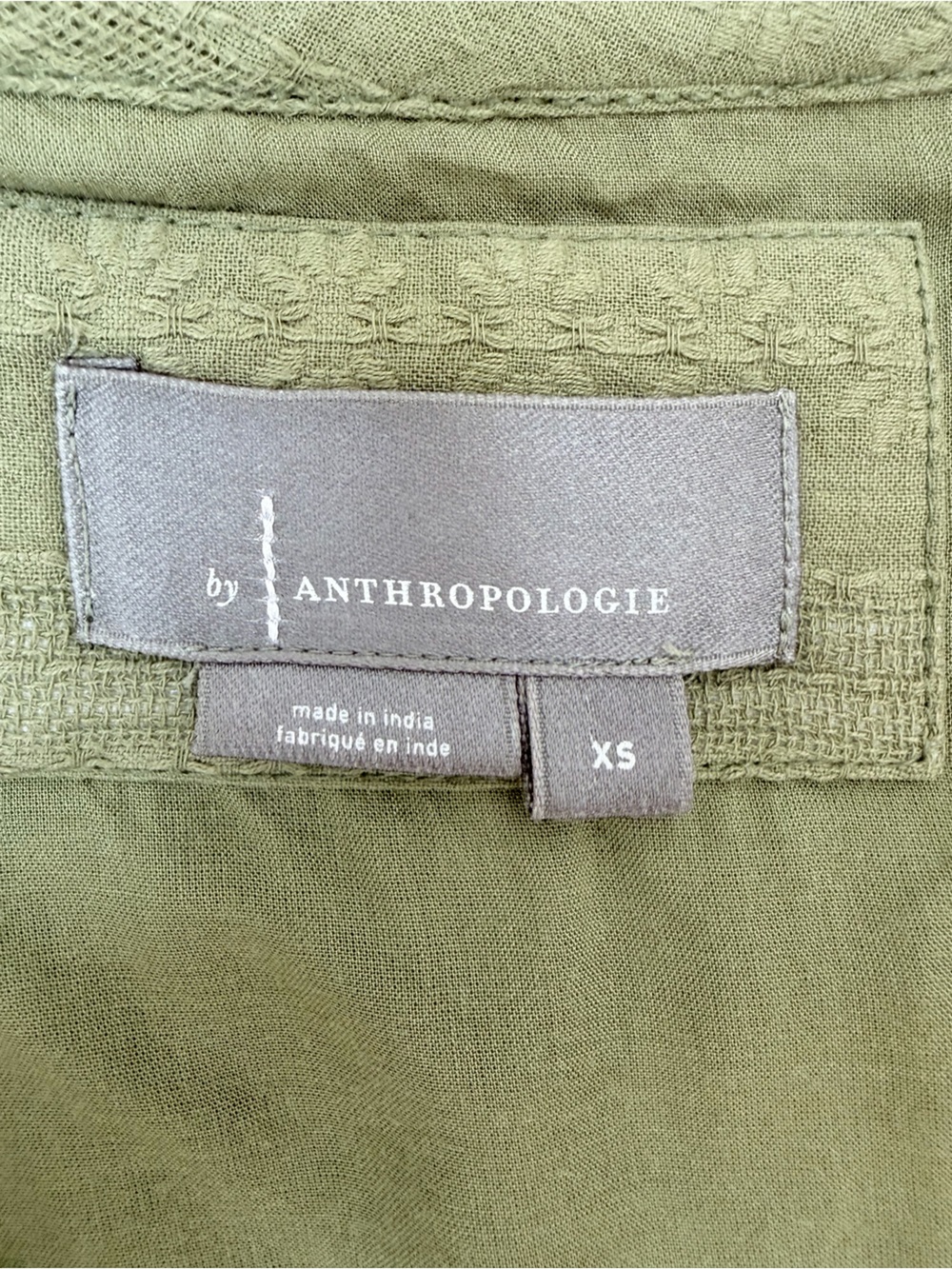 Anthropologie Somerset Maxi Dress Smocked Textured Cotton Olive Green Size Xs - Picture 3 of 15